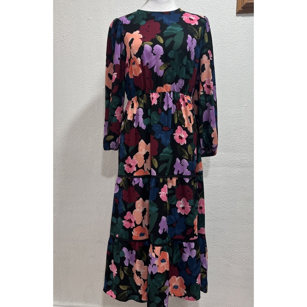 Clover and Sloane Maxi Dress Womens SZ4 Multicolor Floral Long Sleeve Flowy Plus